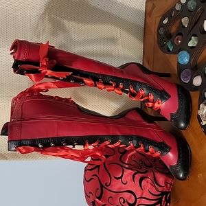 Bordello by Pleaser Black and Red Boots size 8